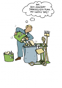 KIZ Cartoon in Connected house magazine of Casema a strategic plan found in trash